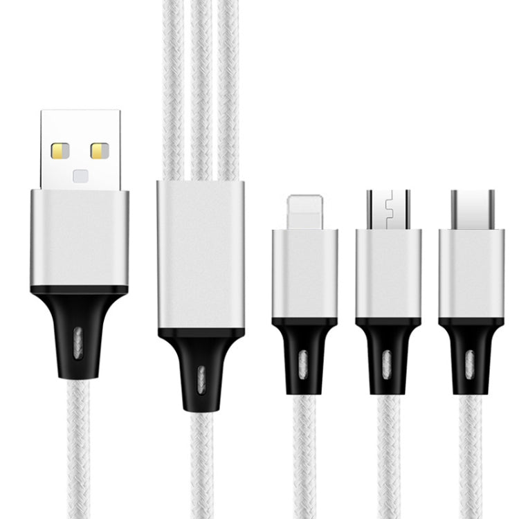 كابل شحن سريع 3 في 1 USB إلى 8 بن + USB-C / تايب-سي + مايكرو USB طراز ZZ034، 2 قطعة، نمط: 5A فائق السرعة-أسود، ميني-فضي، ميني-أحمر، ميني-أزرق، ميني-أسود