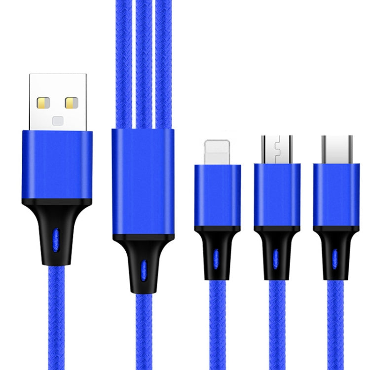 كابل شحن سريع 3 في 1 USB إلى 8 بن + USB-C / تايب-سي + مايكرو USB طراز ZZ034، 2 قطعة، نمط: 5A فائق السرعة-أسود، ميني-فضي، ميني-أحمر، ميني-أزرق، ميني-أسود