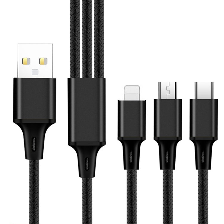 كابل شحن سريع 3 في 1 USB إلى 8 بن + USB-C / تايب-سي + مايكرو USB طراز ZZ034، 2 قطعة، نمط: 5A فائق السرعة-أسود، ميني-فضي، ميني-أحمر، ميني-أزرق، ميني-أسود
