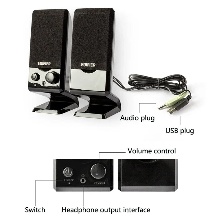 مكبر صوت لابتوب USB صغير Edifier R10U، R10U أسود