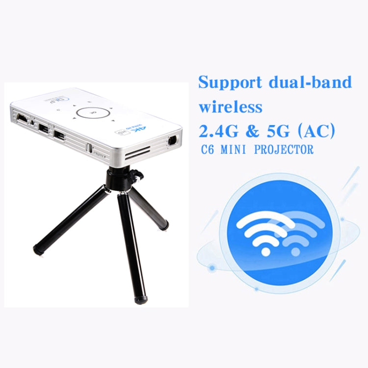 جهاز عرض ذكي DLP HD صغير C6 بنظام أندرويد 1G+8G، جهاز عرض محمول للمنزل والهاتف المحمول، قابس أمريكي (أسود)، قابس أوروبي (أسود)، قابس بريطاني (أسود)، قابس أسترالي (أسود)، قابس أمريكي (أبيض)، قابس أسترالي (أبيض)