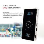 جهاز عرض ذكي DLP HD صغير C6 بنظام أندرويد 1G+8G، جهاز عرض محمول للمنزل والهاتف المحمول، قابس أمريكي (أسود)، قابس أوروبي (أسود)، قابس بريطاني (أسود)، قابس أسترالي (أسود)، قابس أمريكي (أبيض)، قابس أسترالي (أبيض)