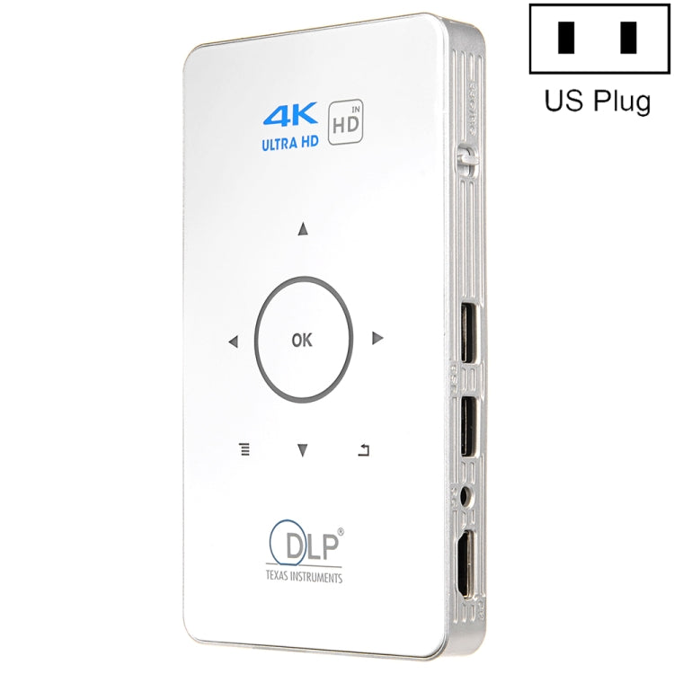 جهاز عرض ذكي DLP HD صغير C6 بنظام أندرويد 1G+8G، جهاز عرض محمول للمنزل والهاتف المحمول، قابس أمريكي (أسود)، قابس أوروبي (أسود)، قابس بريطاني (أسود)، قابس أسترالي (أسود)، قابس أمريكي (أبيض)، قابس أسترالي (أبيض)