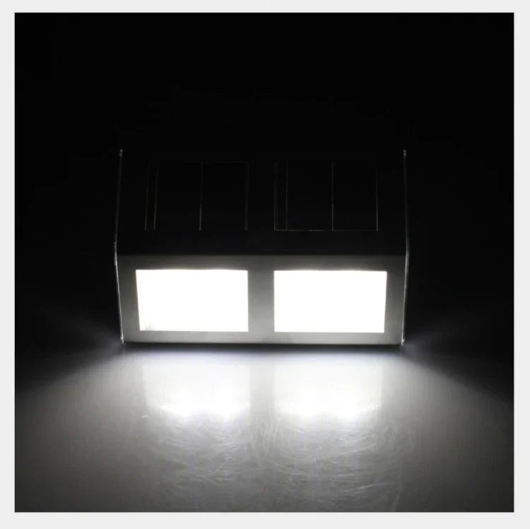 2 LEDs Solar Powered Light Sensor Control IP44 Waterproof LED Wall Lamp Outdoor Patio Yard Pathway Garden Stairs Step Night Security Lighting, White Light, Warm Light
