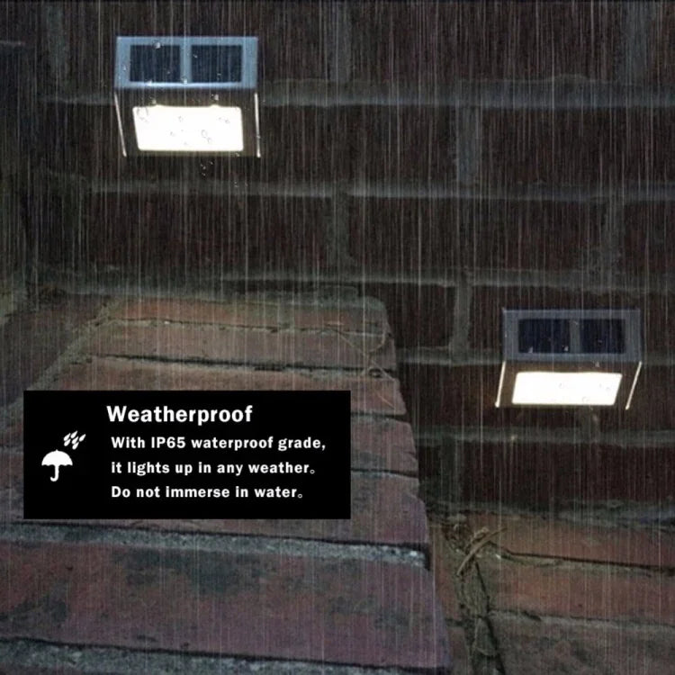 2 LEDs Solar Powered Light Sensor Control IP44 Waterproof LED Wall Lamp Outdoor Patio Yard Pathway Garden Stairs Step Night Security Lighting, White Light, Warm Light