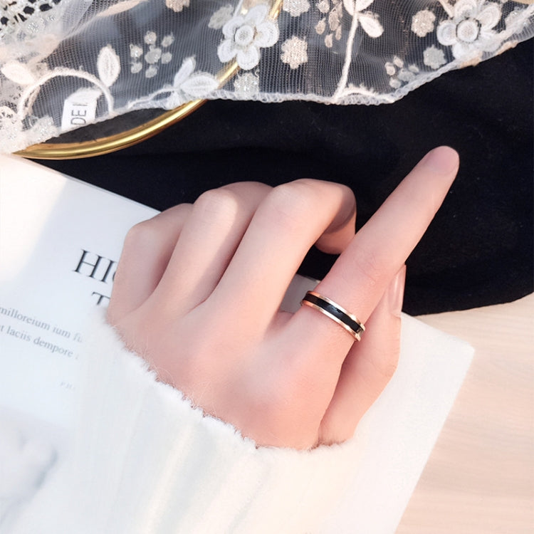 Simple Black White Epoxy Couple Ring Women Titanium Steel Ring Jewelry, US Size 3, US Size 4, US Size 5, US Size 6, US Size 8, US Size 9, US Size 10, US Size 7