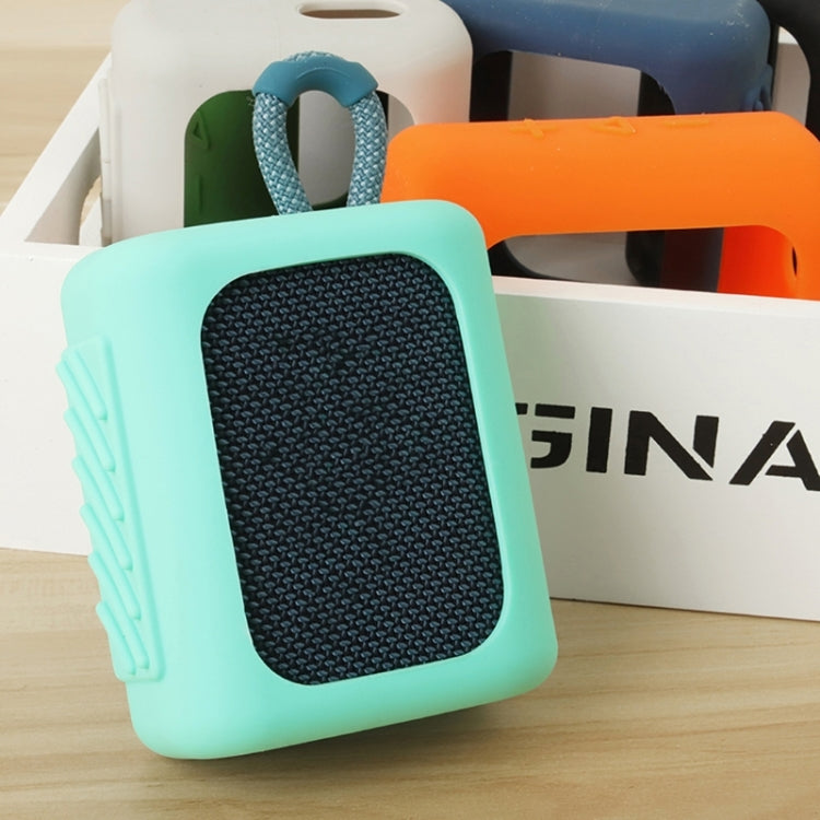 غطاء سيليكون واقي محمول لمكبر صوت بلوتوث JBL GO3 مع مشبك، أحمر، أسود، رمادي فضي، برتقالي، أزرق داكن، أخضر نعناعي، أخضر عسكري