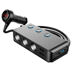 Car Cigarette Lighter Car Charger 3USB Port +1 QC3.0 + 3 Cigarette Lighter Ports + Back Clip Design + LED Display, HC67A