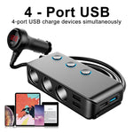 Car Cigarette Lighter Car Charger 3USB Port +1 QC3.0 + 3 Cigarette Lighter Ports + Back Clip Design + LED Display, HC67A
