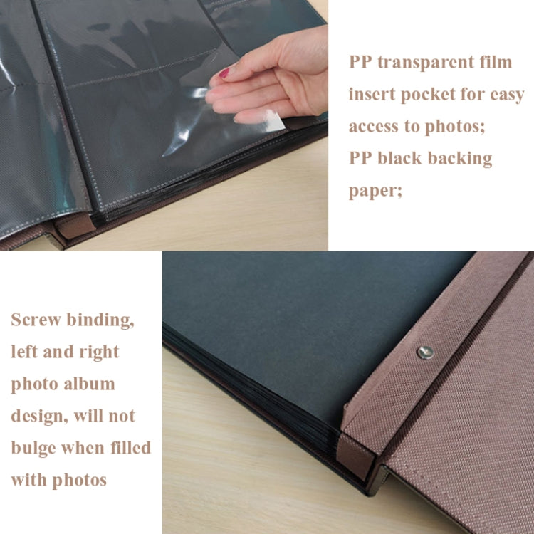 6 Inch 600 Sheets Leather Cover Photo Album Family Photo Album Storage Book, Black, Dark Brown, Light Brown
