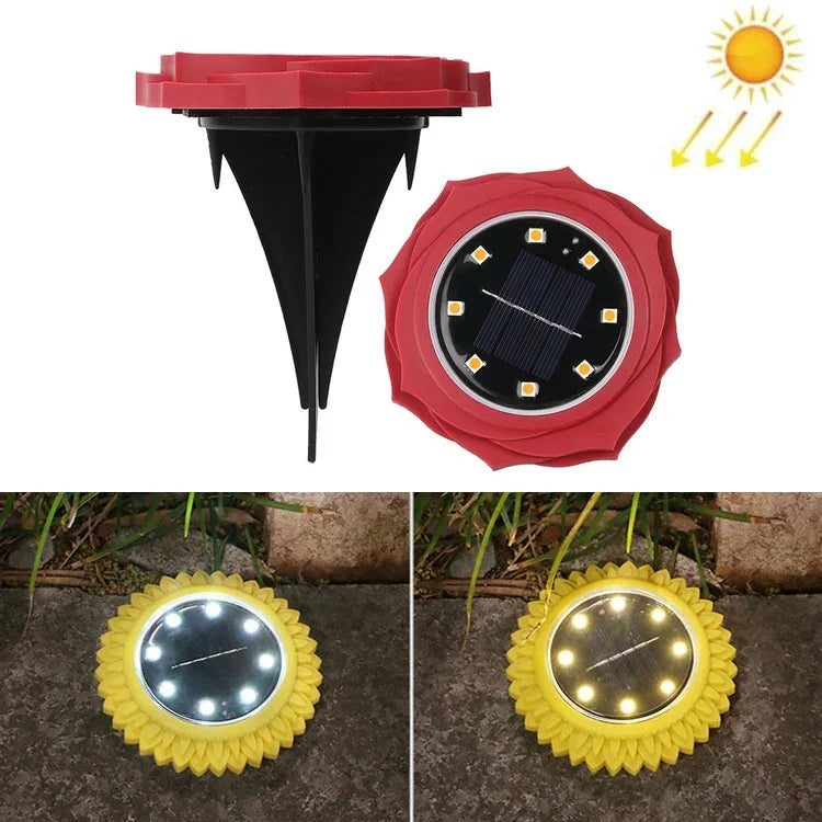 2 PCS 8 LEDs Solar Petals Buried Lamp Waterproof Garden Lawn Light, Specification:, Purple Lily (White Light), Purple Lily (Warm Light), Purple Lily (Colorful Light), Red Rose (White Light), Red Rose (Warm Light), Red Rose (Colorful Light)
