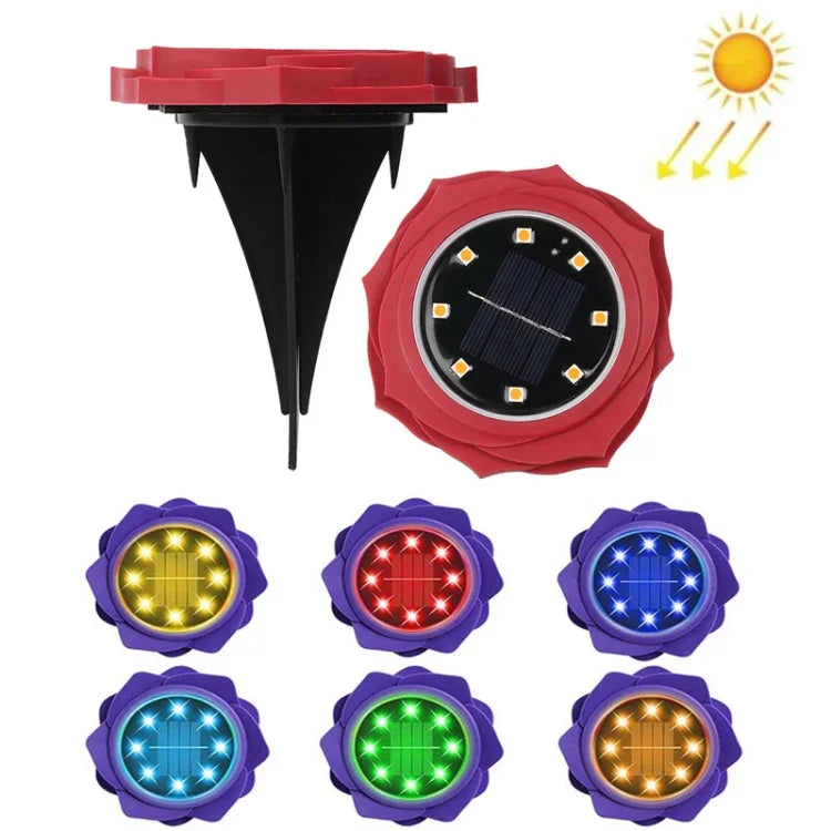2 PCS 8 LEDs Solar Petals Buried Lamp Waterproof Garden Lawn Light, Specification:, Purple Lily (White Light), Purple Lily (Warm Light), Purple Lily (Colorful Light), Red Rose (White Light), Red Rose (Warm Light), Red Rose (Colorful Light)