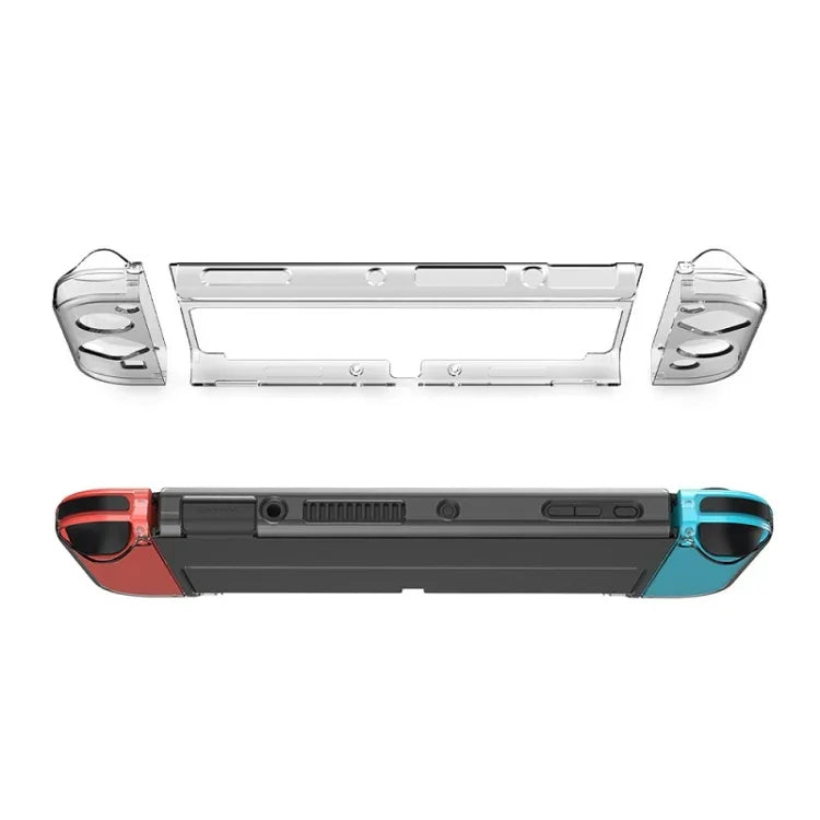 DOBE مجموعة حماية المضيف + مقابض يسرى ويمينية + غطاء حماية كريستالي مقاوم للسقوط لجهاز Switch OLED، TNS-1133B (شفاف)