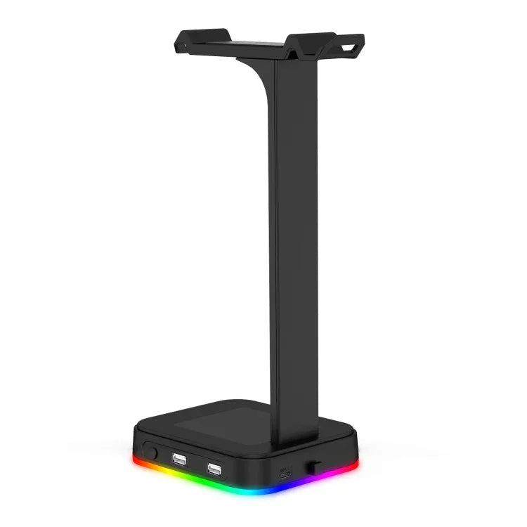 حامل سماعات رأس RGBD9 مع إضاءة RGB متغيرة الألوان، حامل سماعات ألعاب مع منفذي USB مزدوجين، RGBD9