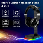 حامل سماعات رأس RGBD9 مع إضاءة RGB متغيرة الألوان، حامل سماعات ألعاب مع منفذي USB مزدوجين، RGBD9
