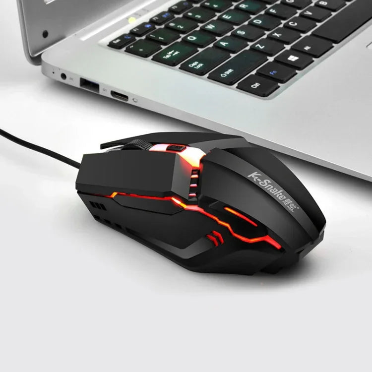 2 قطعة ماوس ألعاب سلكي K-Snake M11 بأزرار 4 ودقة 1600 DPI مضيء للكمبيوتر المحمول والمكتبي، طول الكابل: 1.5 متر