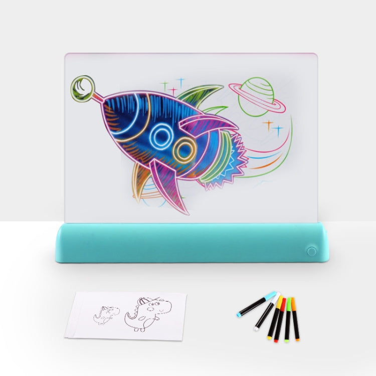 لوحة رسم ثلاثية الأبعاد مضيئة LED لوحة أحجية لامعة للأطفال لوحة غرافيتي لوحة رسائل مكتوبة بخط اليد، رمادي، أبيض، أزرق، أخضر، وردي