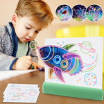 لوحة رسم ثلاثية الأبعاد مضيئة LED لوحة أحجية لامعة للأطفال لوحة غرافيتي لوحة رسائل مكتوبة بخط اليد، رمادي، أبيض، أزرق، أخضر، وردي