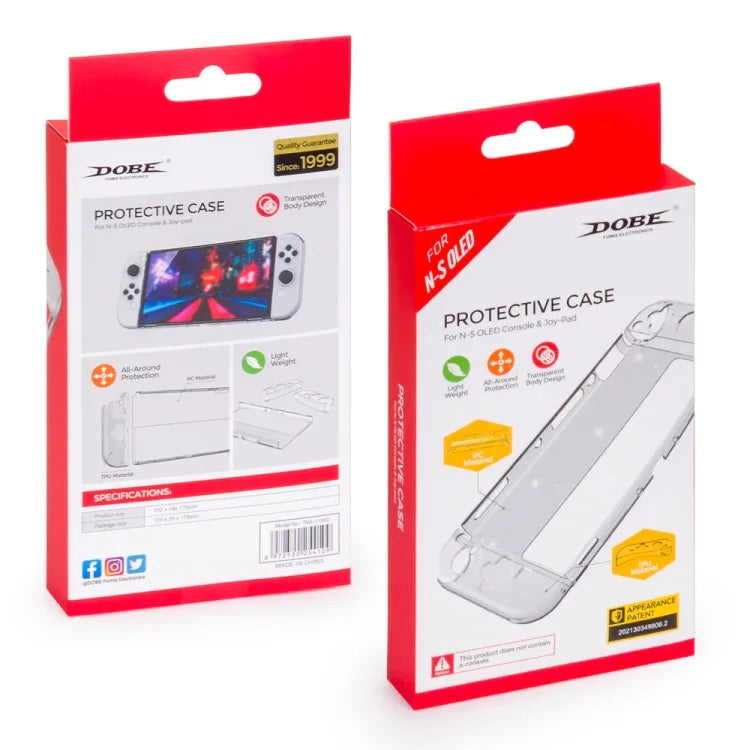 DOBE غطاء حماية شفاف كريستالي من TPU لمقبض لعبة لجهاز Switch OLED، TNS-1133C