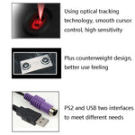 2 PCS Cadeva 006 3 Keys Wired Mouse Household Computer Mouse, USB Interface, PS/2 Interface