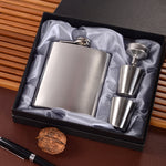طقم قارورة خصر محمولة من الفولاذ المقاوم للصدأ مع قمع كأس نبيذ، 7OZ أصفر متقشر، 7OZ رمادي متقشر، 7OZ جاك أصفر متقشر، 7OZ جاك رمادي متقشر، 7OZ جاك أسود أساسي