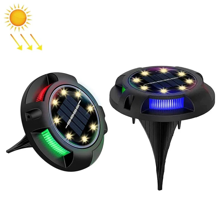 مصباح أرضي شمسي خارجي دوار للحديقة، المواصفات:، 12 LED ضوء أبيض + أزرق (هيكل ألمنيوم)، 12 LED ضوء دافئ + أزرق (هيكل ألمنيوم)، 12 LED ضوء أبيض + ملون (هيكل ألمنيوم)، 12 LED ضوء دافئ + ملون (هيكل ألمنيوم)