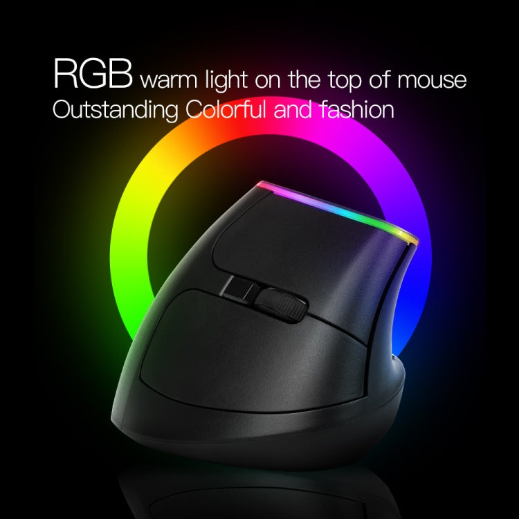 DELUX M618C فأرة عمودية لاسلكية بلوتوث RGB بدقة 1600 DPI، 6 أزرار، وضع مزدوج، M618C (أبيض)، M618C (أسود)