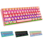 LEAVEN K28 لوحة مفاتيح ميكانيكية للألعاب والمكتب، 61 مفتاح، RGB، بلوتوث + سلكي، وضع مزدوج، طول الكابل: 1.5م، محاور خضراء (أبيض)، محاور خضراء (أزرق)، محاور خضراء (وردي)، محاور حمراء (أبيض)، محاور حمراء (أزرق)، محاور حمراء (وردي)، محاور شاي (أبيض)