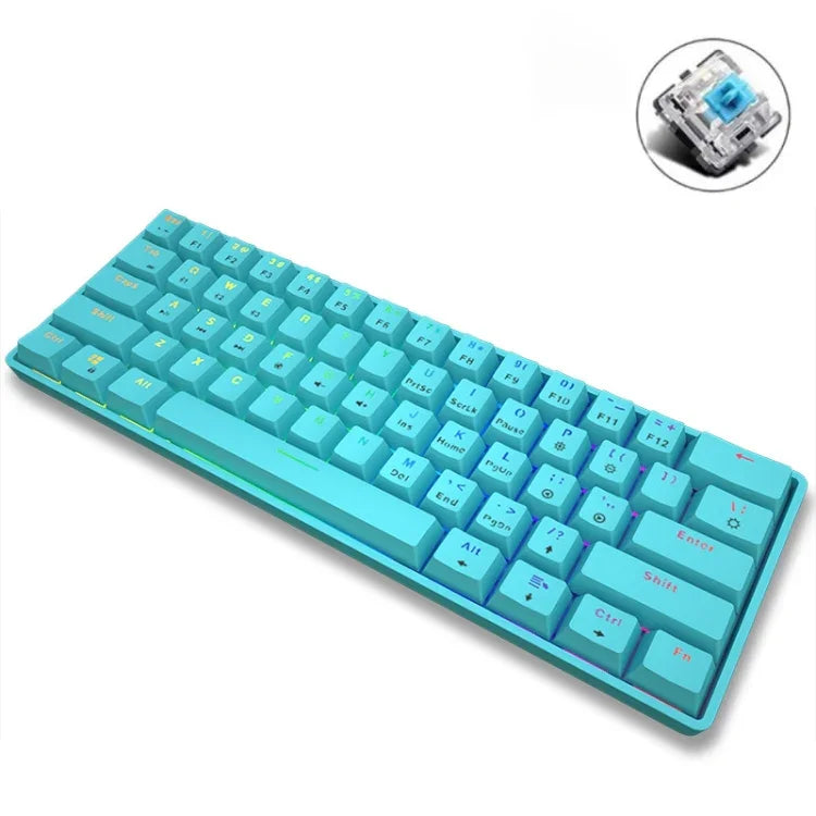 LEAVEN K28 لوحة مفاتيح ميكانيكية للألعاب والمكتب، 61 مفتاح، RGB، بلوتوث + سلكي، وضع مزدوج، طول الكابل: 1.5م، محاور خضراء (أبيض)، محاور خضراء (أزرق)، محاور خضراء (وردي)، محاور حمراء (أبيض)، محاور حمراء (أزرق)، محاور حمراء (وردي)، محاور شاي (أبيض)