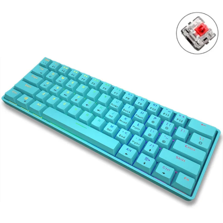 LEAVEN K28 لوحة مفاتيح ميكانيكية للألعاب والمكتب، 61 مفتاح، RGB، بلوتوث + سلكي، وضع مزدوج، طول الكابل: 1.5م، محاور خضراء (أبيض)، محاور خضراء (أزرق)، محاور خضراء (وردي)، محاور حمراء (أبيض)، محاور حمراء (أزرق)، محاور حمراء (وردي)، محاور شاي (أبيض)