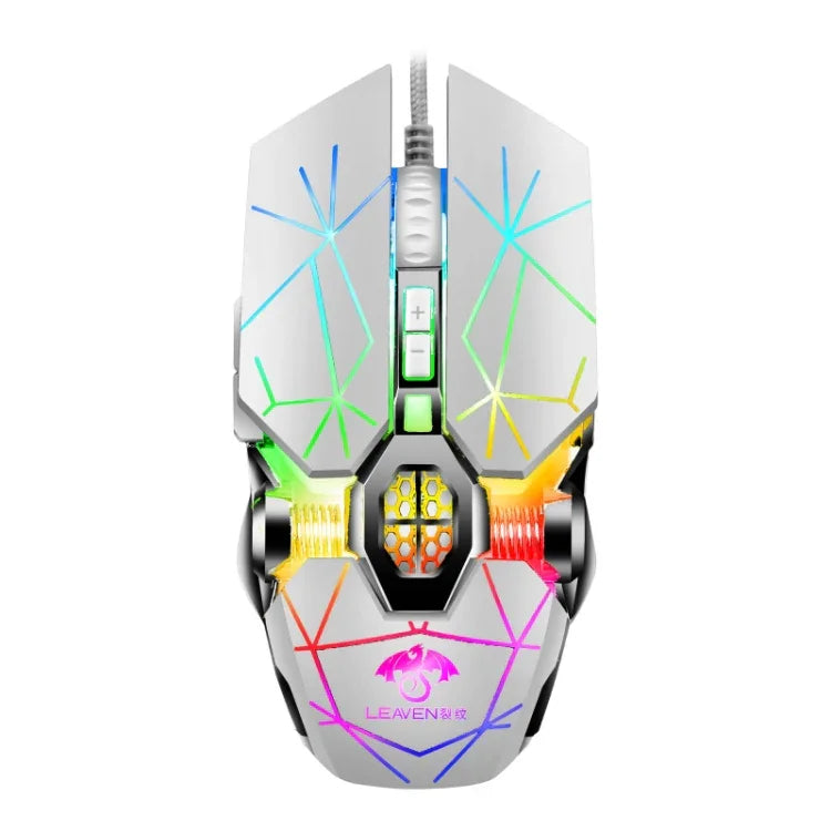 LEAVEN فأرة ألعاب ميكانيكية مكتبية سلكية USB، 7 أزرار، 4000 DPI، RGB، طول الكابل: 1.5م، S30 أسود، S30 أبيض، S30 وردي، S10 أسود