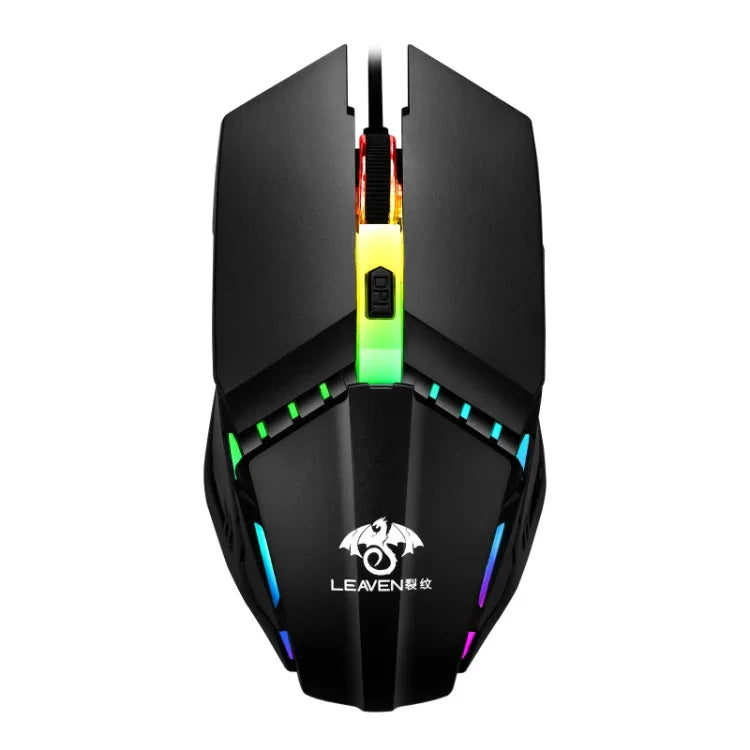 LEAVEN فأرة ألعاب ميكانيكية مكتبية سلكية USB، 7 أزرار، 4000 DPI، RGB، طول الكابل: 1.5م، S30 أسود، S30 أبيض، S30 وردي، S10 أسود
