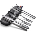 7 in 1 Cutlery Spoon Chopsticks And Straw Set Stainless Steel Portable Cutlery Set, Silver + Light Bag, Gold+ Light Bag, Rose+ Light Bag, Symphony + Light Bag, Black+ Light Bag, Silver + Deep Bag, Gold  + Deep Bag, Rose  + Deep Bag, Symphony + Deep Bag...