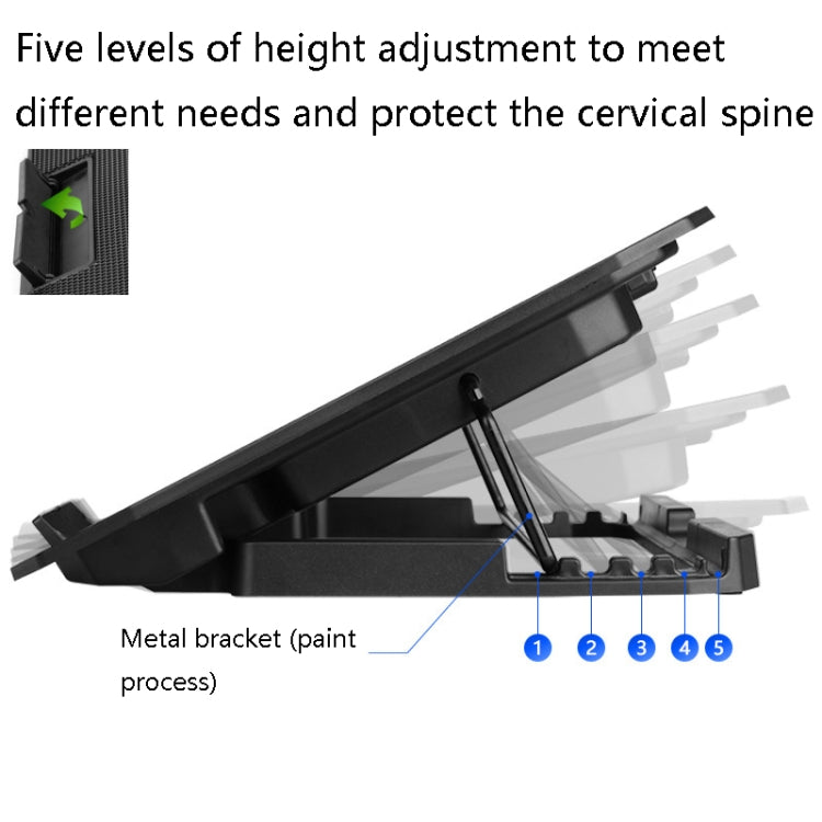 ICE COOREL N106 Laptop Base Adjustment Radiator Dual-Fan Notebook Cooling Bracket, Standard Version (Blue Light), Luxury Version (Knight Dark), Luxury Version (Ivory White), Luxury Version (Sea Blue), Flagship Version (Knight Black)                    ...
