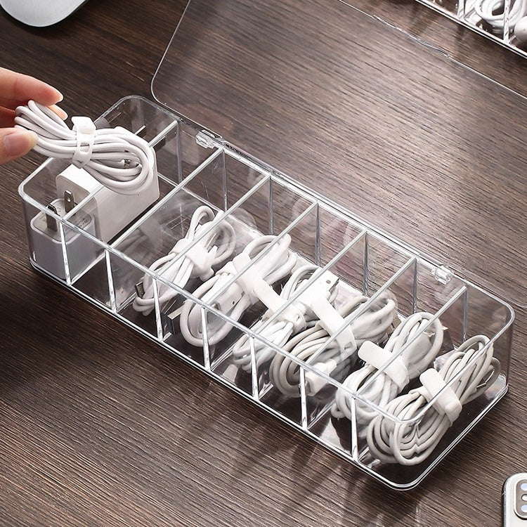 Dust Storage Line Box Hub Finishing Box Desktop Data Cable Storage Box, Specification: 8 Grid Basic, 8 Grid Basic, 8 Grid Increase, 8 Grid Increase With Cover