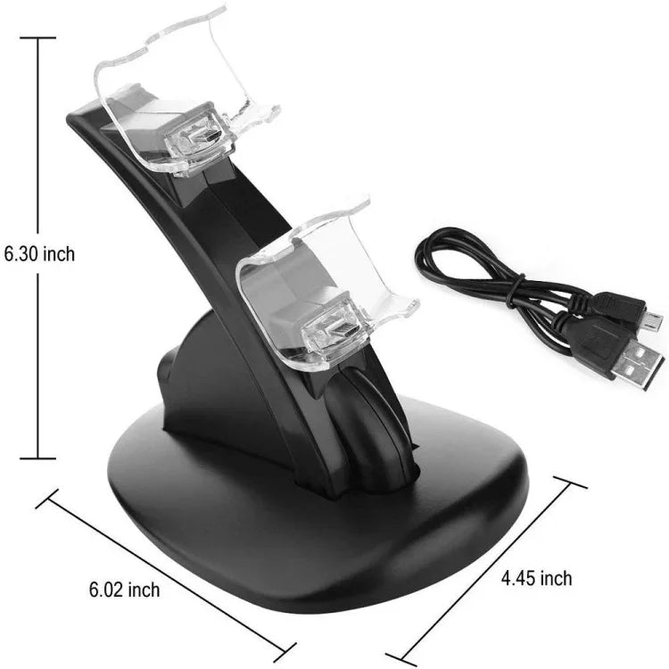 قاعدة شحن وحدة تحكم LED مزدوجة USB لمحطة شحن PS4 لجهاز سوني بلايستيشن 4 PS4 / PS4 Pro / PS4 Slim، لجهاز PS4 / PS4 Pro / PS4 Slim