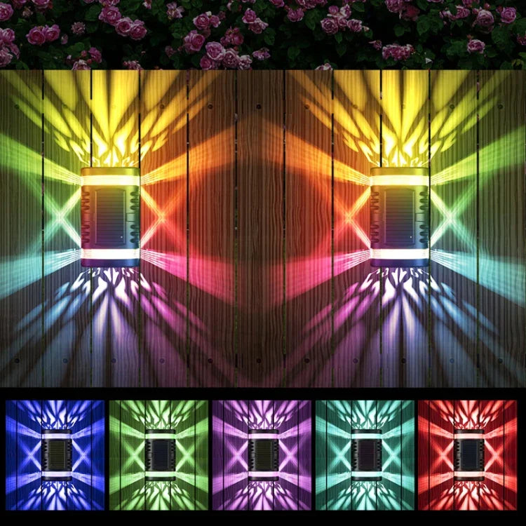مصباح حائط شمسي خارجي بمستشعر ضوء تلقائي موديل HP-2106، 80 لومن، 2 LED، ضوء أبيض، ضوء دافئ، ضوء ملون