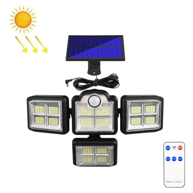 TG-TY085 Solar 4-Head Rotatable Wall Light with Remote Control Body Sensing Outdoor Waterproof Garden Lamp, Style:, 192 LED Integrated, 198 LED Integrated, 192 COB Integrated, 198 COB Integrated, 192 LED Separated, 198 LED Separated, 192 COB Separated