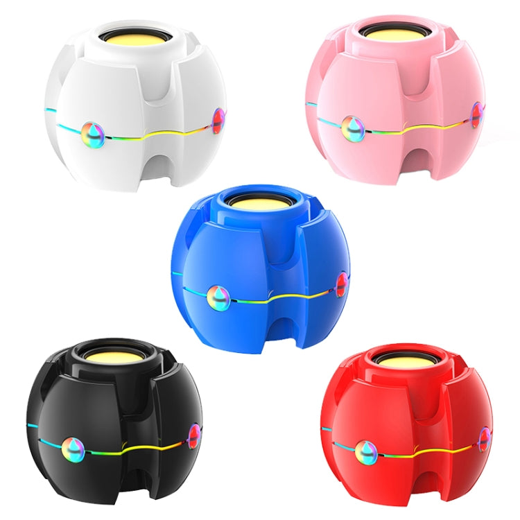 مؤثر ضوئي RGB على شكل جيروسكوب صوت بلوتوث لاسلكي، أبيض، وردي، أزرق، أسود، أحمر