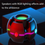 مؤثر ضوئي RGB على شكل جيروسكوب صوت بلوتوث لاسلكي، أبيض، وردي، أزرق، أسود، أحمر