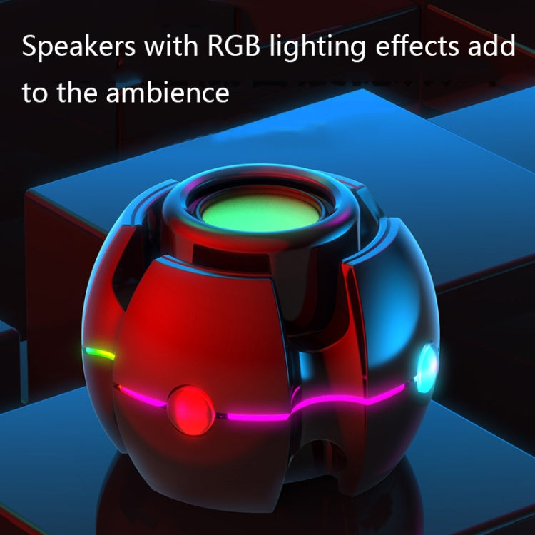 مؤثر ضوئي RGB على شكل جيروسكوب صوت بلوتوث لاسلكي، أبيض، وردي، أزرق، أسود، أحمر