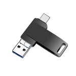 قرص يو-ديسك معدني دوار 3 في 1 USB 3.0 + 8 بن + USB-C / تايب-سي للهواتف والكمبيوتر، 32 جيجابايت، 16 جيجابايت، 64 جيجابايت