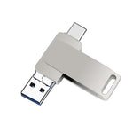 قرص يو-ديسك معدني دوار 3 في 1 USB 3.0 + 8 بن + USB-C / تايب-سي للهواتف والكمبيوتر، 32 جيجابايت، 16 جيجابايت، 64 جيجابايت