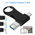قرص يو-ديسك معدني 3 في 1 USB 3.0 + 8 بن + USB-C / تايب-سي للهواتف والكمبيوتر، 8 جيجابايت، 16 جيجابايت، 32 جيجابايت، 64 جيجابايت