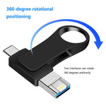 قرص يو-ديسك معدني 3 في 1 USB 3.0 + 8 بن + USB-C / تايب-سي للهواتف والكمبيوتر، 8 جيجابايت، 16 جيجابايت، 32 جيجابايت، 64 جيجابايت