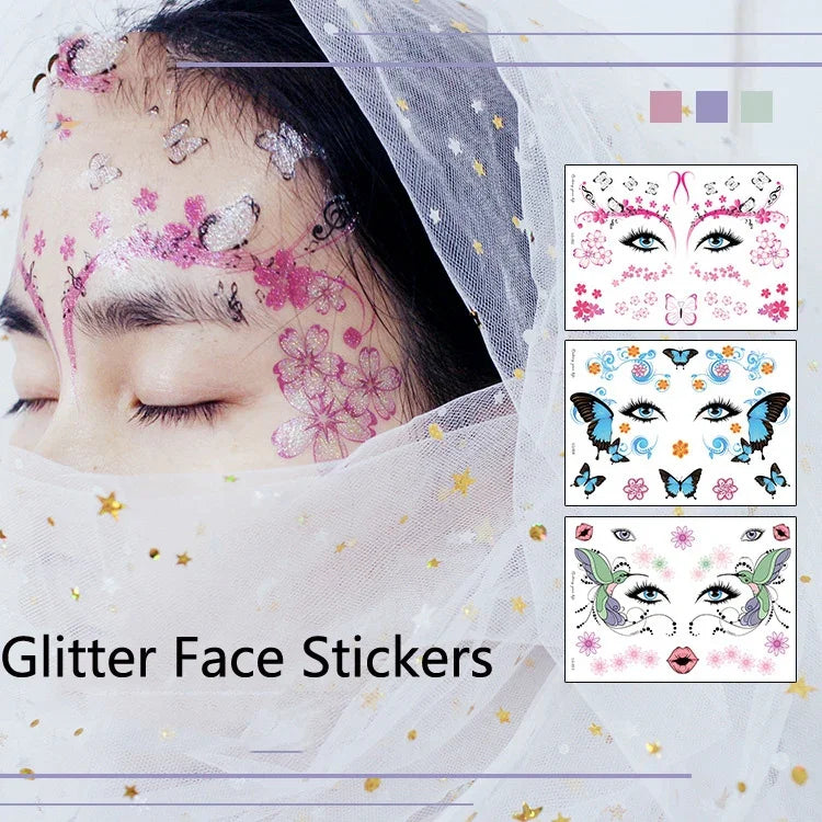 10 قطع ملصقات وشم لامعة مقاومة للماء لمهرجان الموسيقى، LG-001، LG-002، LG-003، LG-004، LG-005، LG-006