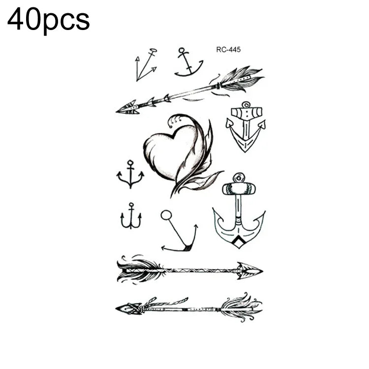 40 قطعة ملصقات وشم صغيرة منعشة مقاومة للماء، RC-445، RC-446، RC-447، RC-448، RC-449، RC-451، RC-452، RC-453، RC-454، RC-455، RC-456، RC-457