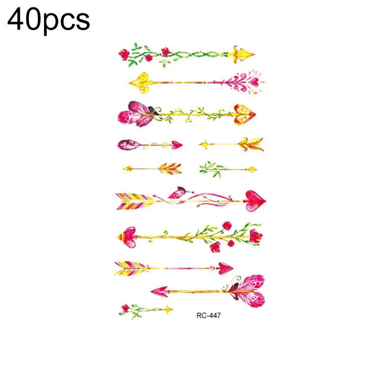 40 قطعة ملصقات وشم صغيرة منعشة مقاومة للماء، RC-445، RC-446، RC-447، RC-448، RC-449، RC-451، RC-452، RC-453، RC-454، RC-455، RC-456، RC-457