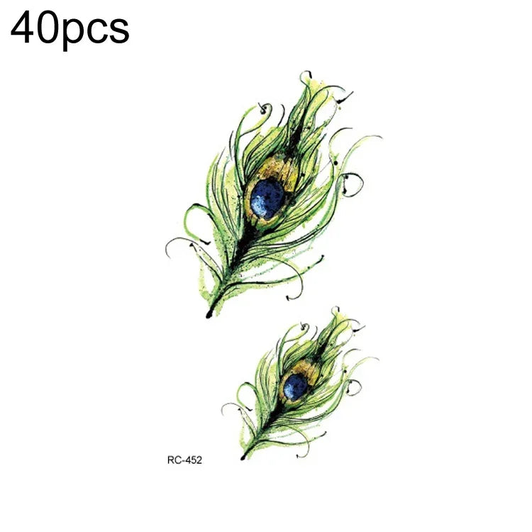 40 قطعة ملصقات وشم صغيرة منعشة مقاومة للماء، RC-445، RC-446، RC-447، RC-448، RC-449، RC-451، RC-452، RC-453، RC-454، RC-455، RC-456، RC-457