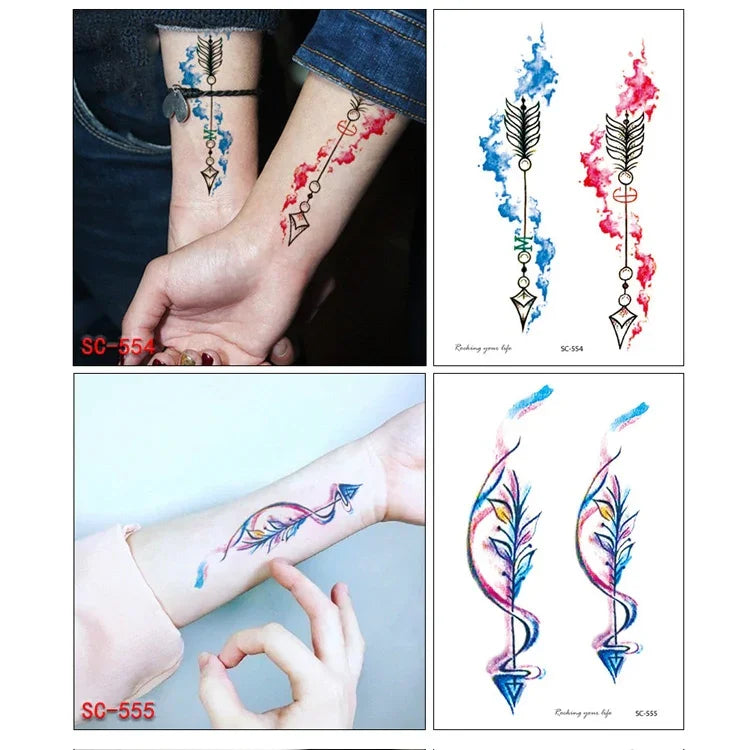 20 قطعة ملصقات وشم ذراع مزهرة مقاومة للماء، SC-529، SC-557، SC-558، SC-559، SC-561، SC-564، SC-551، SC-556، SC-552، SC-553، SC-554، SC-555